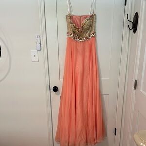 gold and coral prom dress BABARONI Lace Dusty Sage Prom Dresses A-line Scoop Floral Ruched Pleated Beaded Sequins Appliqued